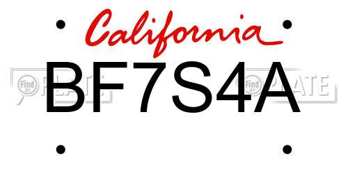 BF7S4A California License Plate