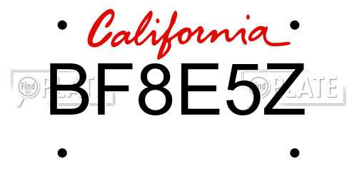 BF8E5Z California License Plate