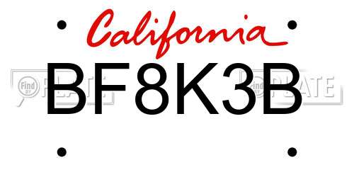 BF8K3B California License Plate