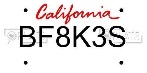 BF8K3S California License Plate
