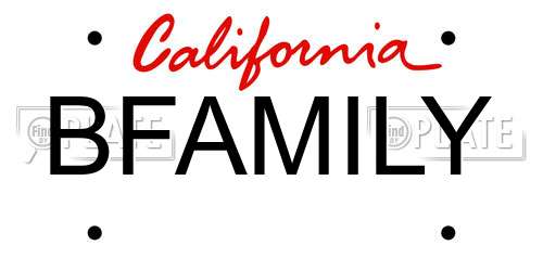 BFAMILY California License Plate