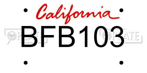 BFB103 California License Plate