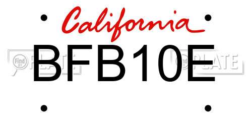 BFB10E California License Plate