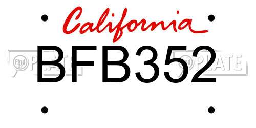 BFB352 California License Plate