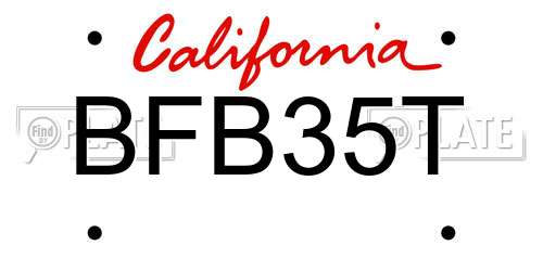 BFB35T California License Plate