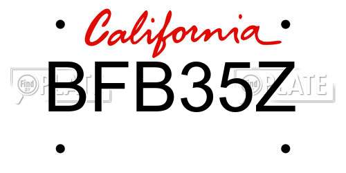 BFB35Z California License Plate