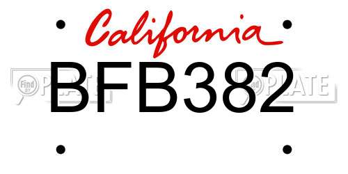 BFB382 California License Plate