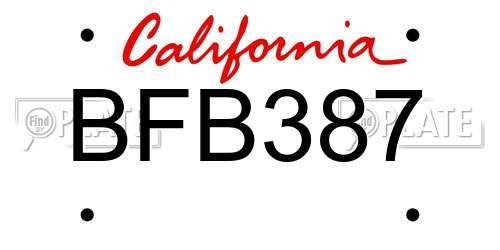 BFB387 California License Plate