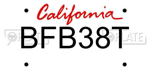BFB38T California License Plate