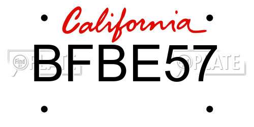 BFBE57 California License Plate