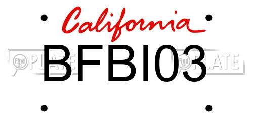 BFBI03 California License Plate