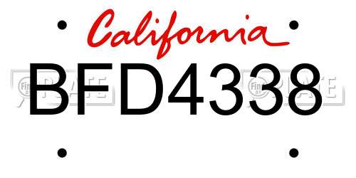 BFD4338 California License Plate