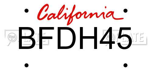 BFDH45 California License Plate