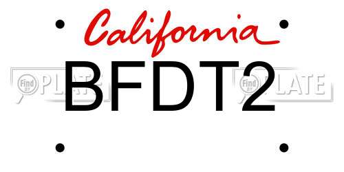 BFDT2 California License Plate