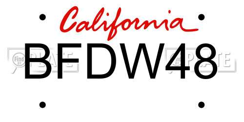 BFDW48 California License Plate
