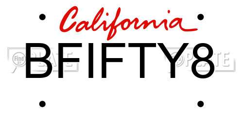 BFIFTY8 California License Plate