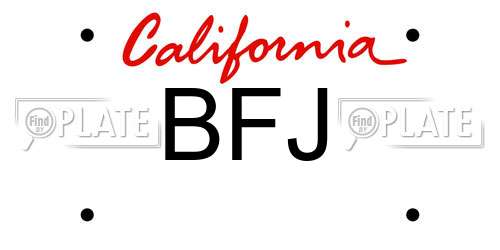 BFJ California License Plate