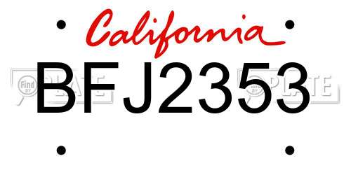 BFJ2353 California License Plate