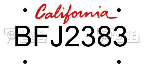 BFJ2383 California License Plate