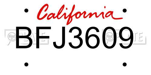 BFJ3609 California License Plate