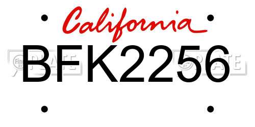 BFK2256 California License Plate