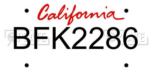 BFK2286 California License Plate