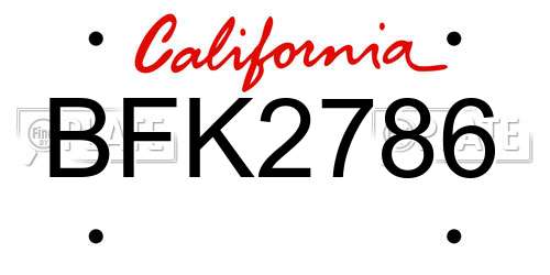 BFK2786 California License Plate