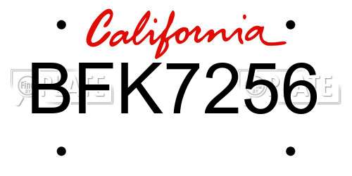 BFK7256 California License Plate