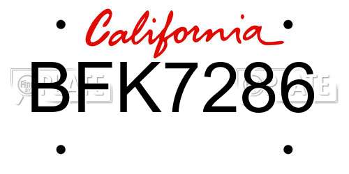 BFK7286 California License Plate