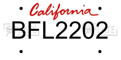 BFL2202 California License Plate