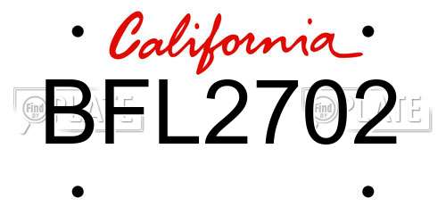 BFL2702 California License Plate