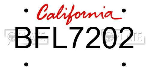 BFL7202 California License Plate