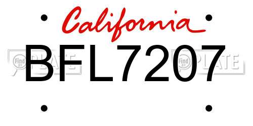 BFL7207 California License Plate
