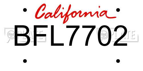 BFL7702 California License Plate