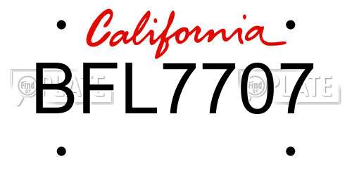 BFL7707 California License Plate