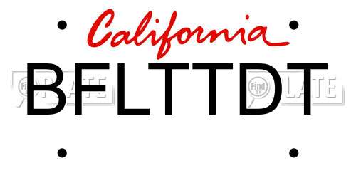 BFLTTDT California License Plate