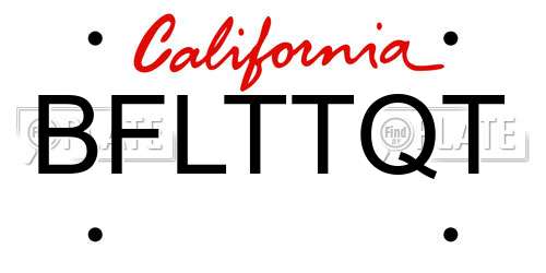 BFLTTQT California License Plate