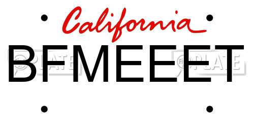 BFMEEET California License Plate