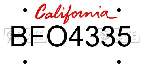 BFO4335 California License Plate