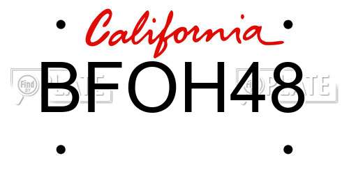 BFOH48 California License Plate