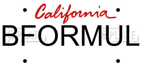 BFORMUL California License Plate
