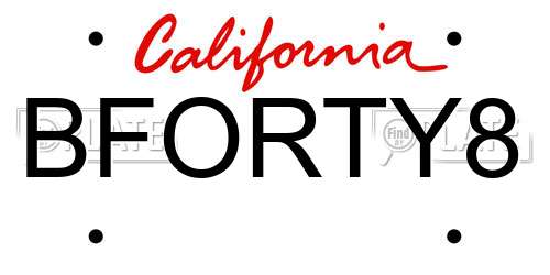 BFORTY8 California License Plate