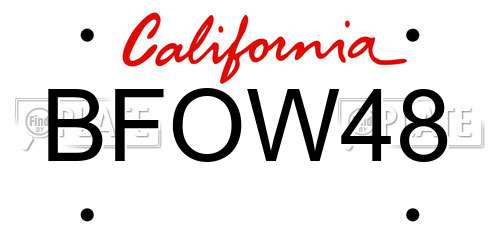 BFOW48 California License Plate