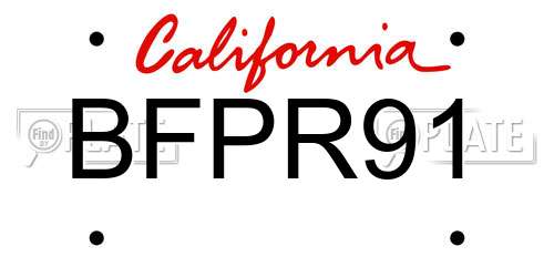 BFPR91 California License Plate