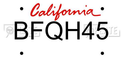 BFQH45 California License Plate
