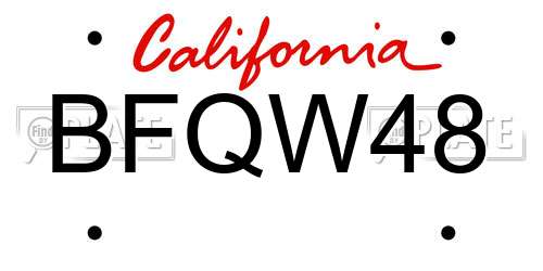 BFQW48 California License Plate