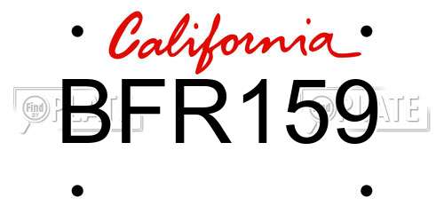BFR159 California License Plate