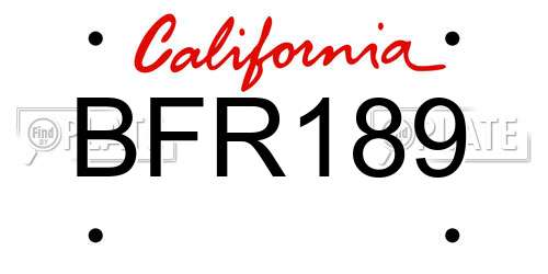BFR189 California License Plate
