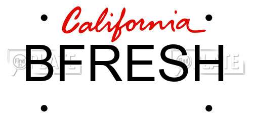 BFRESH California License Plate