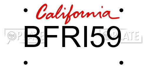 BFRI59 California License Plate